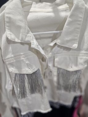 White Fringe Detail Women's Jacket - Unbranded